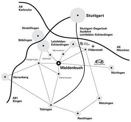 Anreise nach Waldenbuch Übersichtsplan Anreise nach Waldenbuch